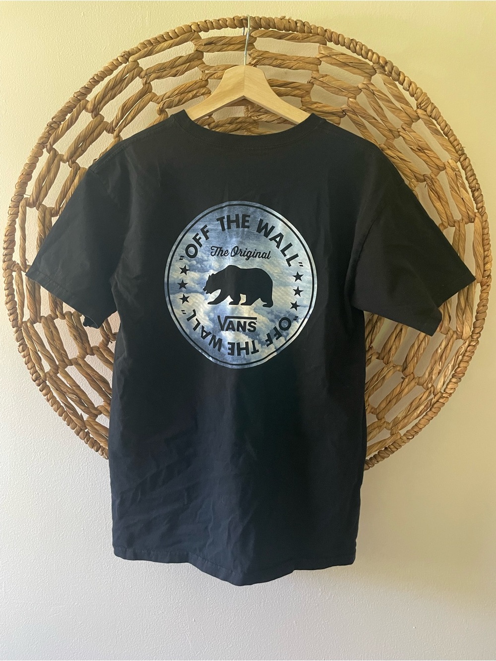 Vans Black Tee with Blue Sky Bear Graphic